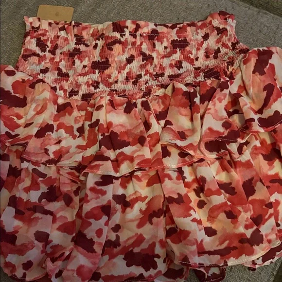 Blu Pepper Red and Pink Ruffled Mini Skirt - Picture 5 of 6